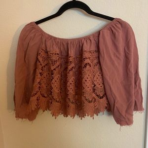 Frill & fringe mauve crop